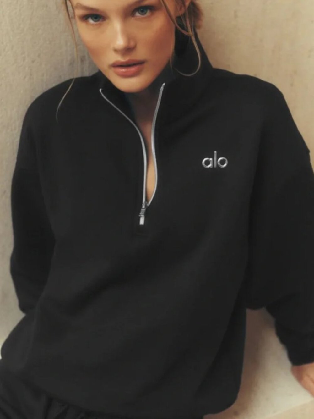 ALO Accolade Quarter-Zip Pullover Black Size XS-Medium NWT